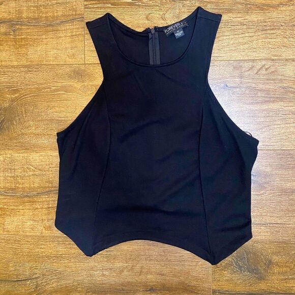 Black Asymmetrical Crop Top - Picture 1 of 3